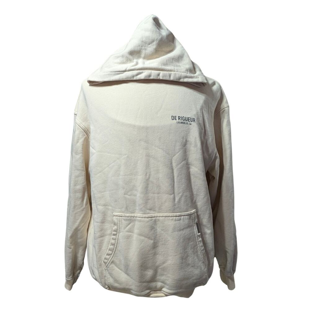 De Rigueur 2022 Hoodie Cream Graphic Pullover Sweatshirt Men’s Size S USED
